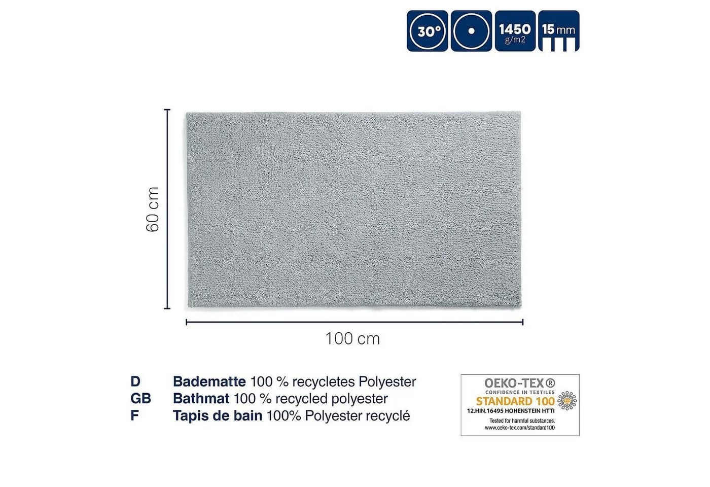 kela Badematte Maja 15 mm Florhöhe 100% Polyester rutschhemmend - Bild 3