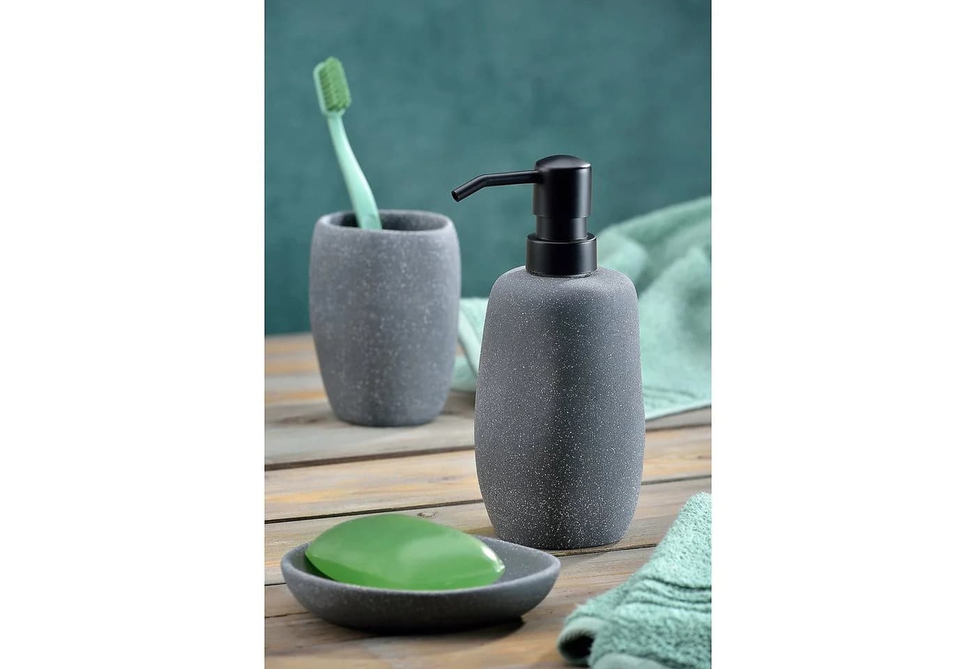 kela WC-Garnitur Roda Seifenschale natürliche Steinoptik Beige