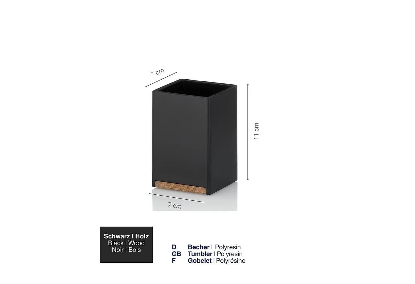 kela Zahnputzbecher Cube Schwarz Eichenholz Element - Bild 3