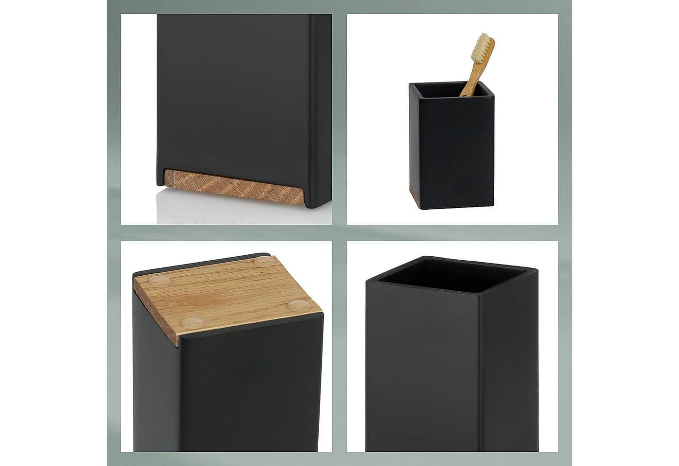 kela Zahnputzbecher Cube Schwarz Eichenholz Element - Bild 5