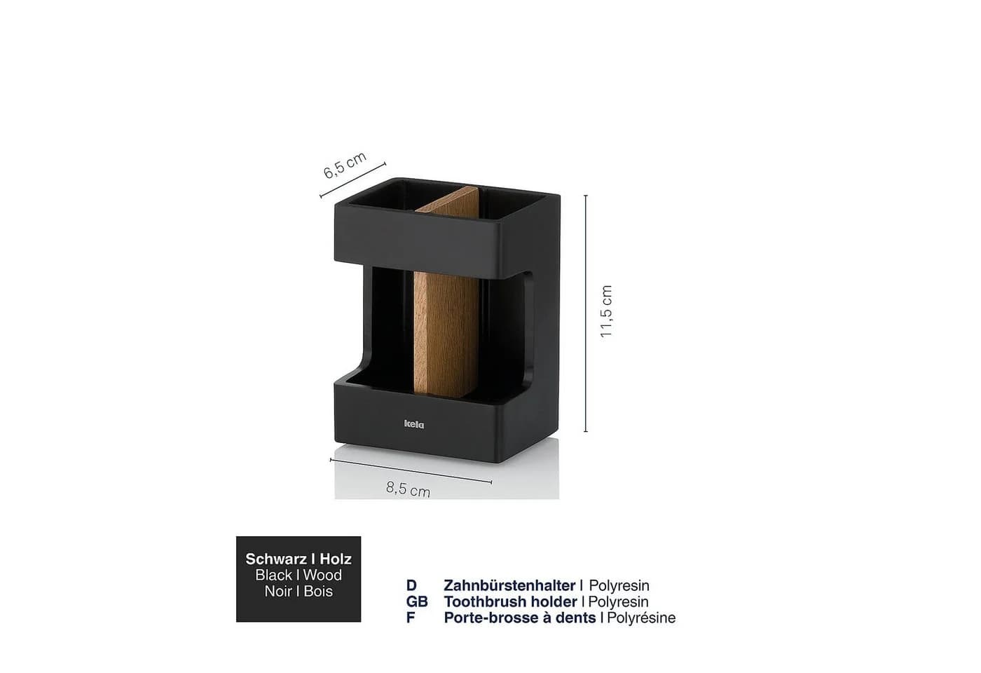 kela Zahnputzbecher Cube Schwarz Polyresin - Bild 3