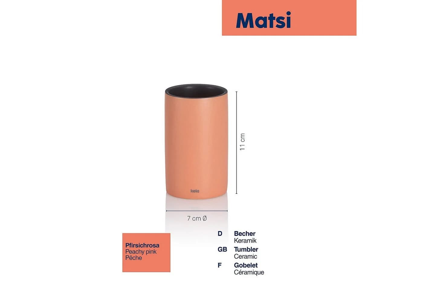 Becher MATSI Pfirsichrosa Keramik Kela - Bild 3