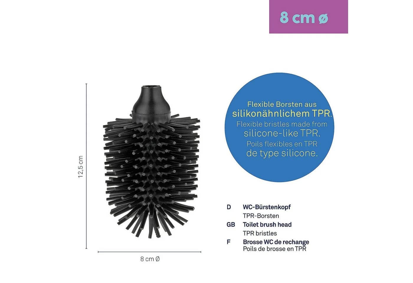 kela WC-Reinigungsbürste La Brosse Ersatzkopf Schwarz Silikon - Bild 3