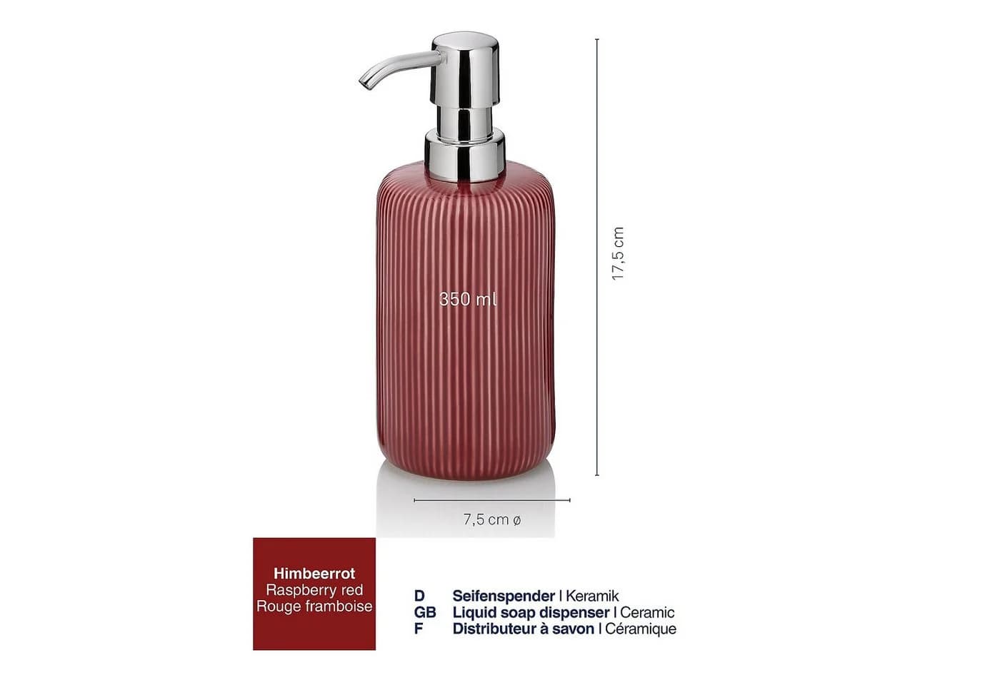kela Seifenspender Ava Himbeerrot Keramik 350 ml - Bild 3