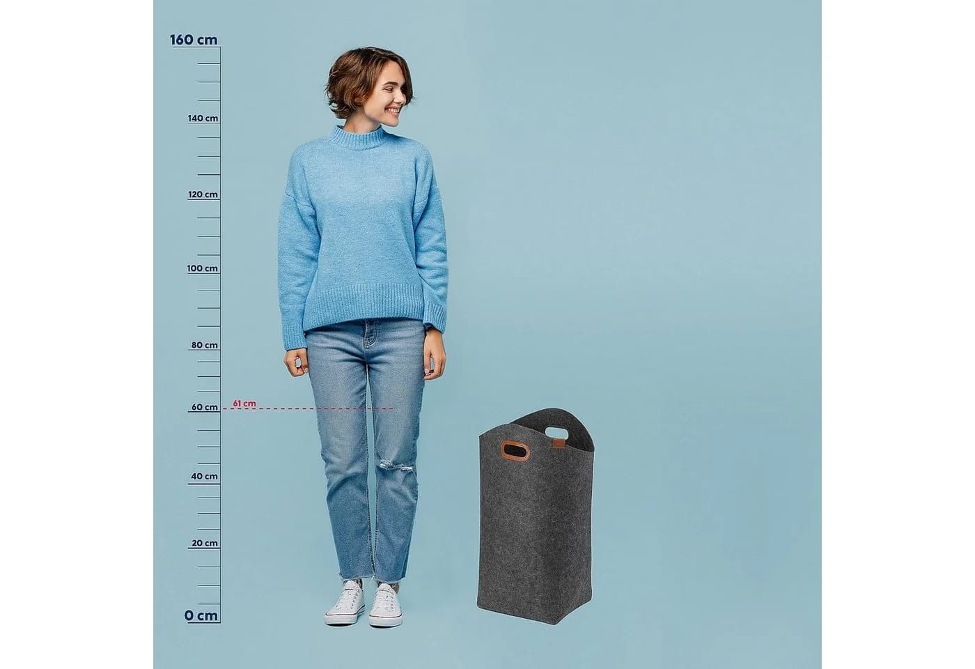 kela Wäschebox Fay Dunkelgrau mit Kunstledergriffen - Bild 4