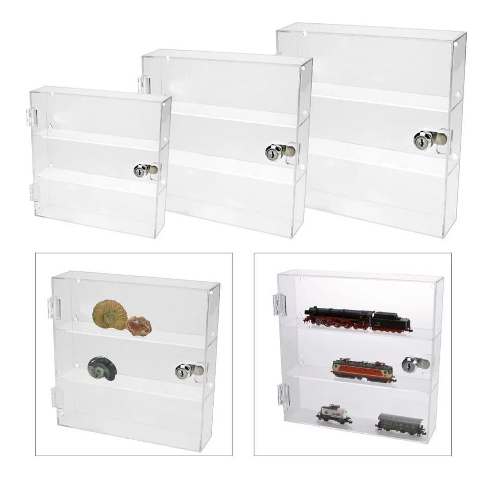 SAFE Acryl-Vitrine 3 Fächer abschließbar transparent