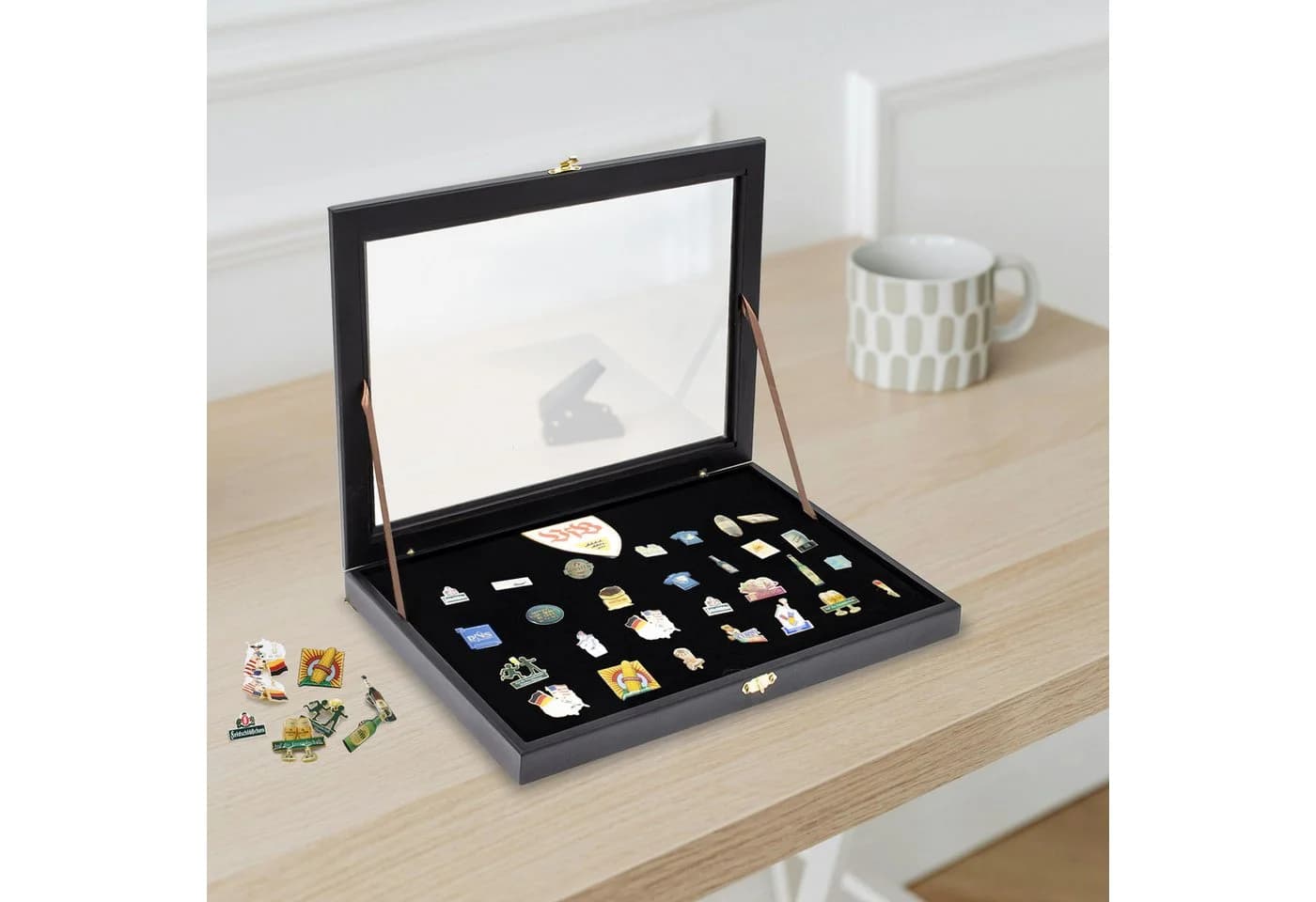 Safe-Album Pin-Vitrine Holz Vitrine schwarz - Bild 5