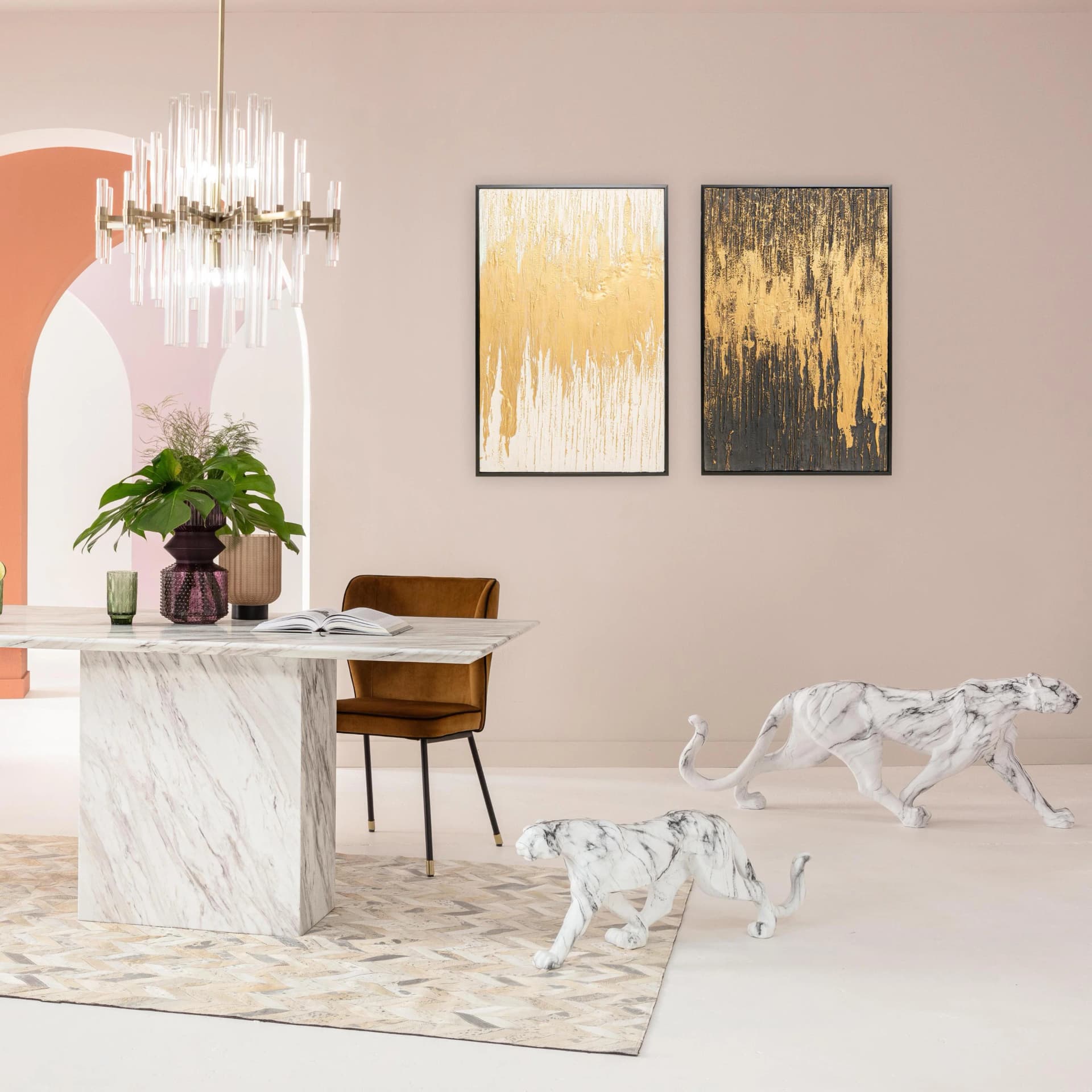 KARE DESIGN Gerahmtes Bild Abstract Gold 80x120 cm