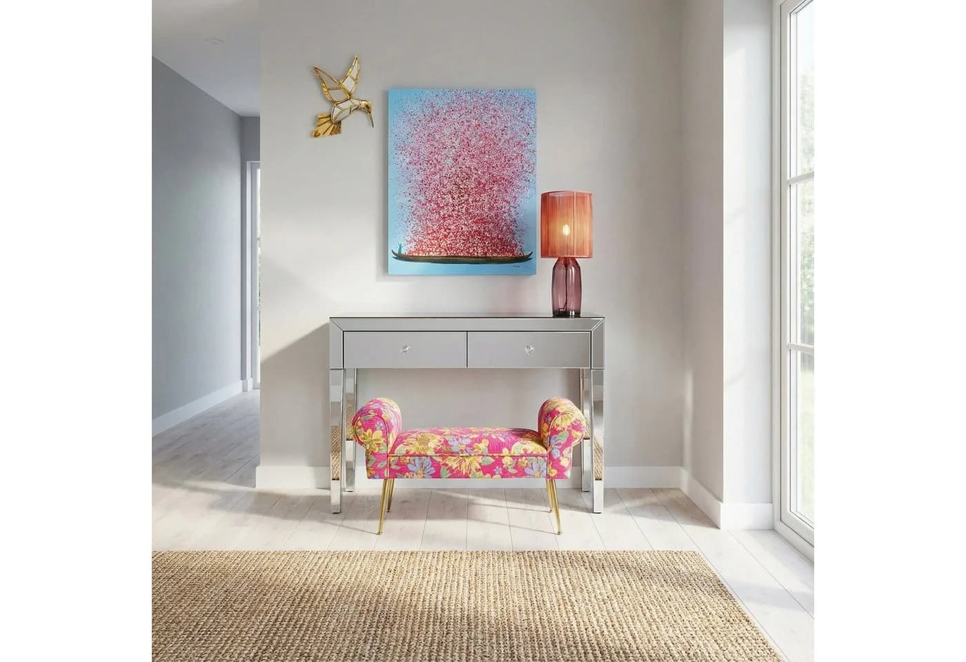 Kare Design Leinwandbild Flower Boat Blau Modern