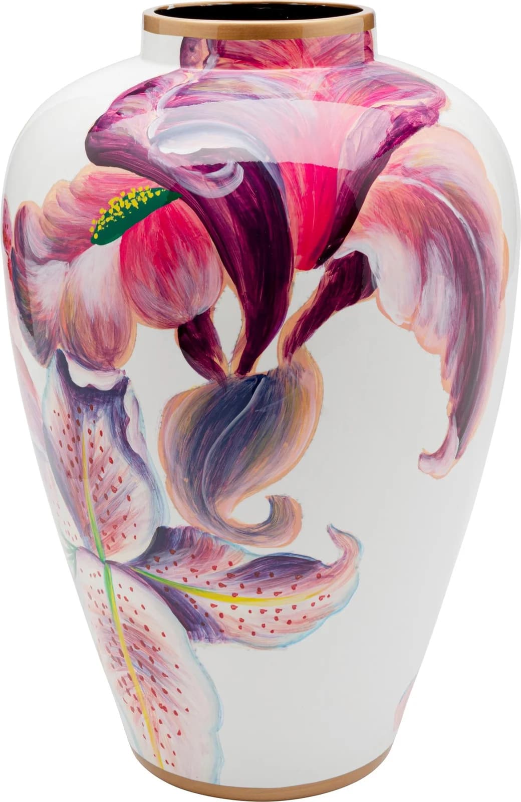 KARE DESIGN Dekovase Lillies Pink 37cm Rosa Porzellan