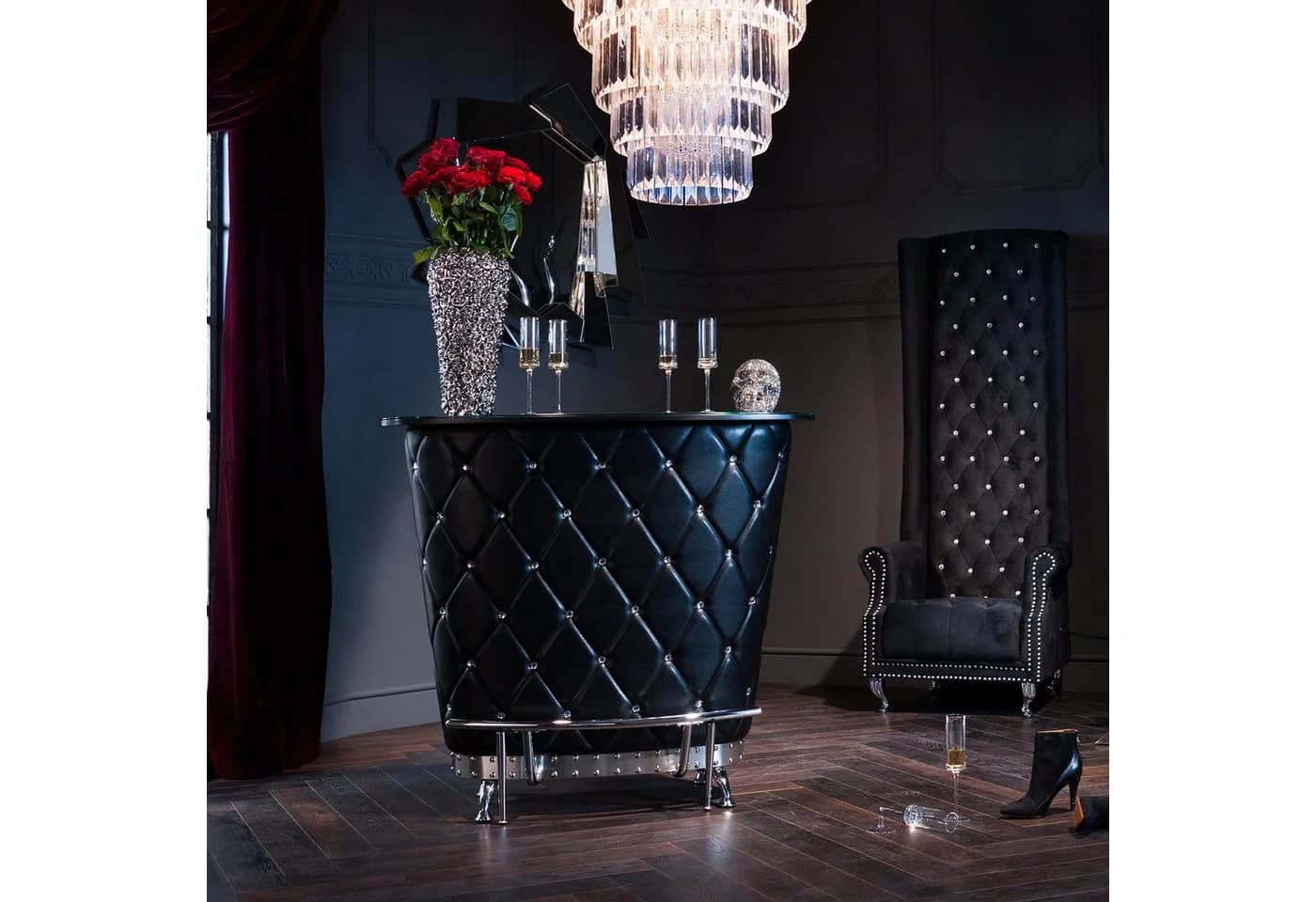 KARE DESIGN Tischvase Vase Rose Multi Chrom Big Silber