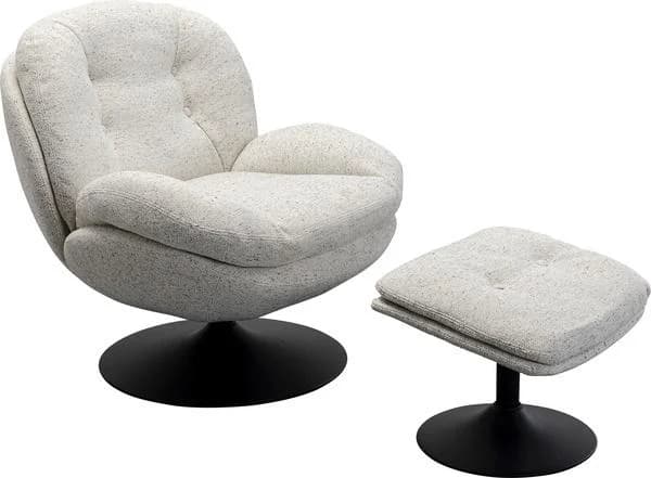 KARE Drehsessel mit Hocker STANFORD Beige