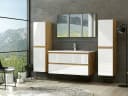 Homeline Badmöbel-Set Leonard 90cm Eiche/Weiß Hochglanz 5-tlg Bild 1