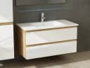 Homeline Badmöbel-Set Leonard 90cm Eiche/Weiß Hochglanz 5-tlg Bild 3
