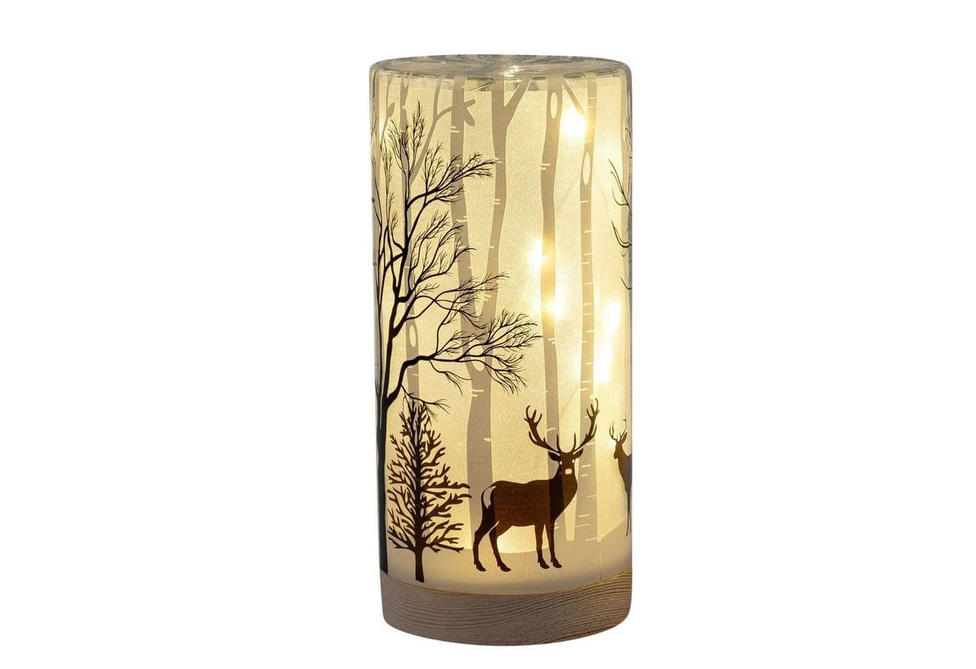 formano LED Dekolicht Hirschdeko Leuchtglas mit Holzsockel Timer - Bild 2
