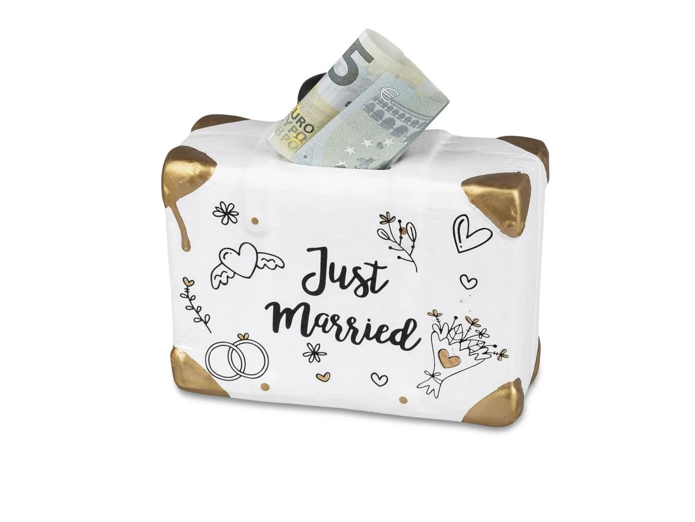formano Spardose Reisekoffer Just Married Keramik Braun