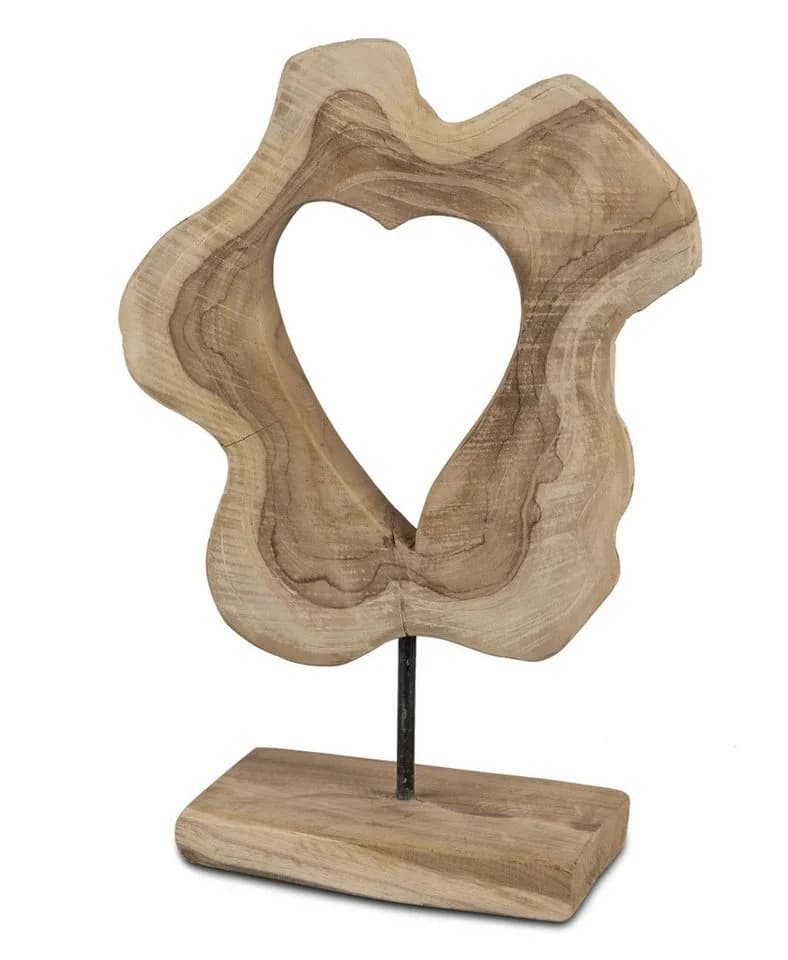 Formano Dekoobjekt Herz 30x50 cm Massiv Teakholz Naturdesign