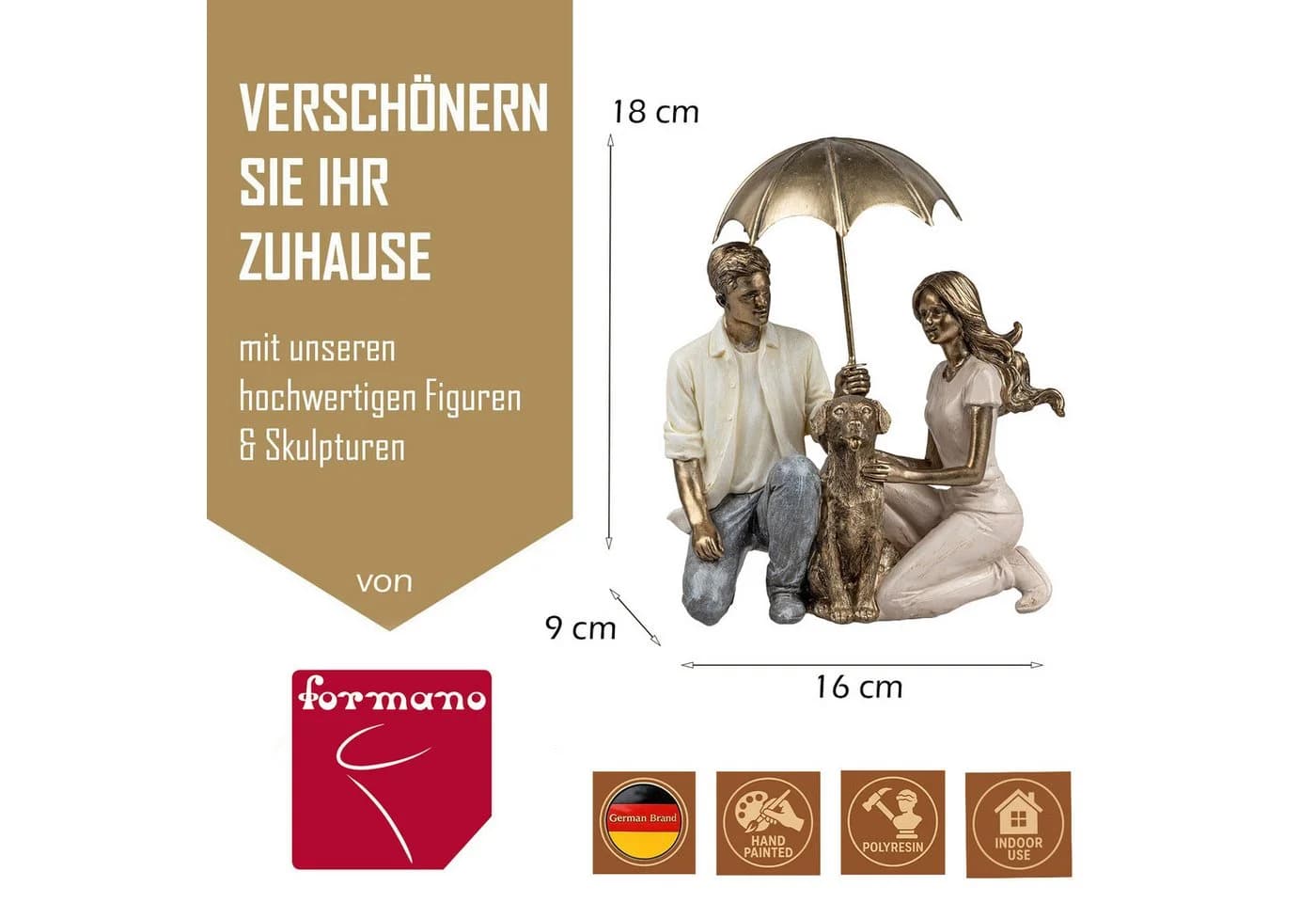 formano Dekofigur Paar mit Hund 18x16x9cm bunt Polyresin - Bild 4