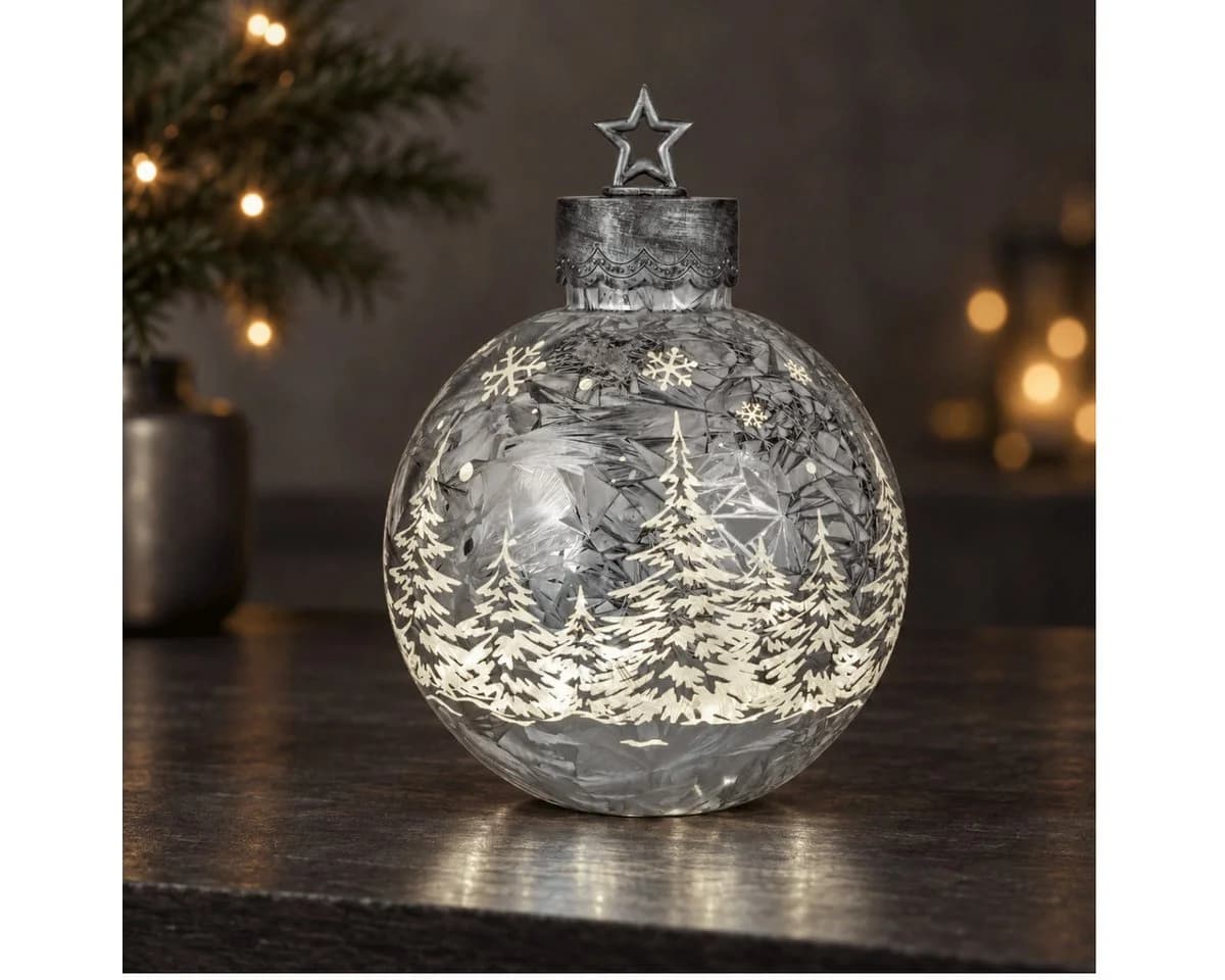 formano LED Deko-Kugel Silber Frosty 32cm mit LED-Licht