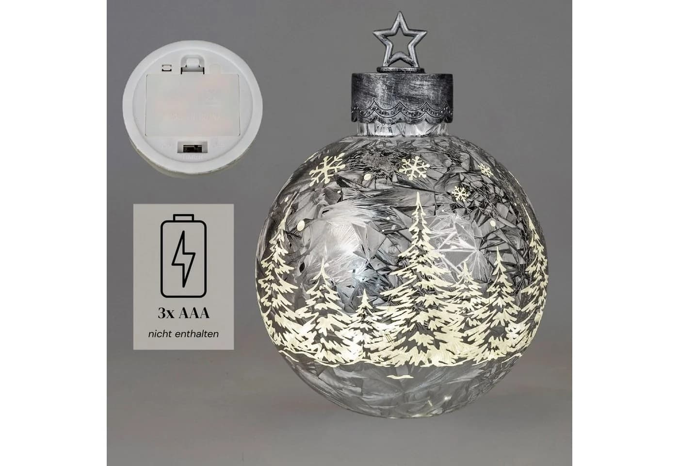 formano LED Deko-Kugel Silber Frosty 32cm mit LED-Licht - Bild 5