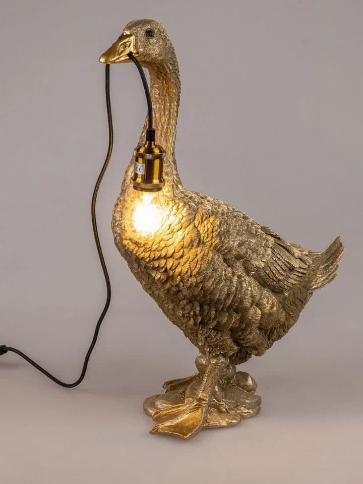 formano Tischleuchte Gans Antik Gold Kunststein
