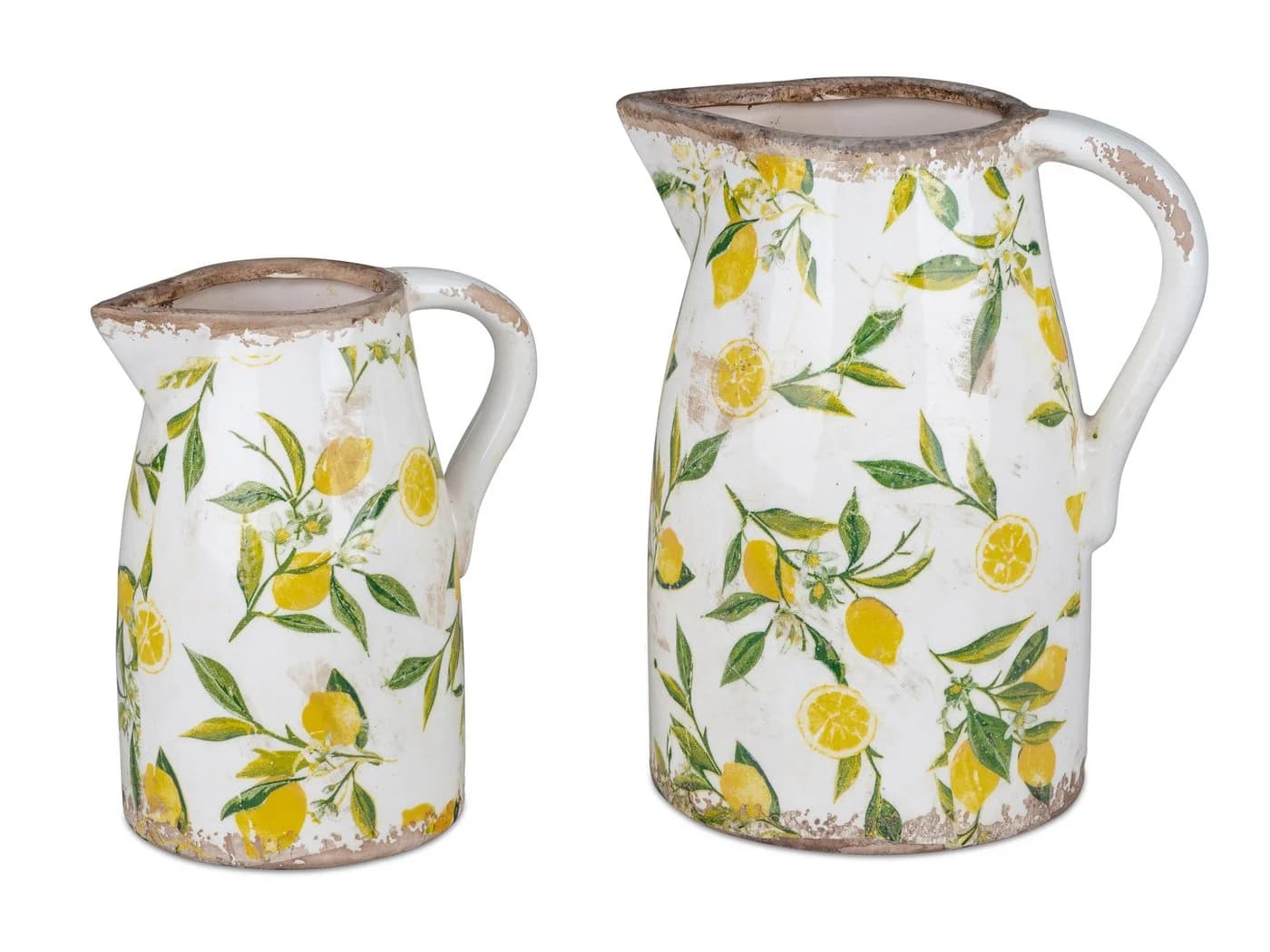 Formano Dekovase Vintage Zitronen-Motiv Keramik