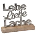 Formano Dekofigur Schriftzug Lebe Liebe Lache Aluminium Mangoholz Bild 2
