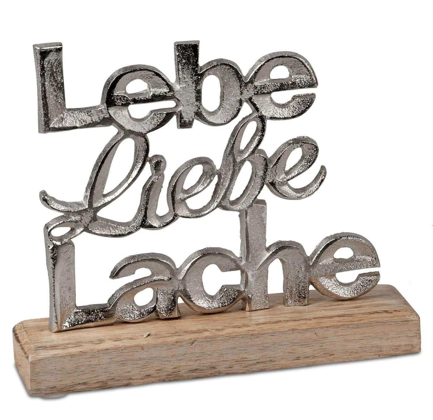 Formano Dekofigur Schriftzug Lebe Liebe Lache Aluminium Mangoholz - Bild 2