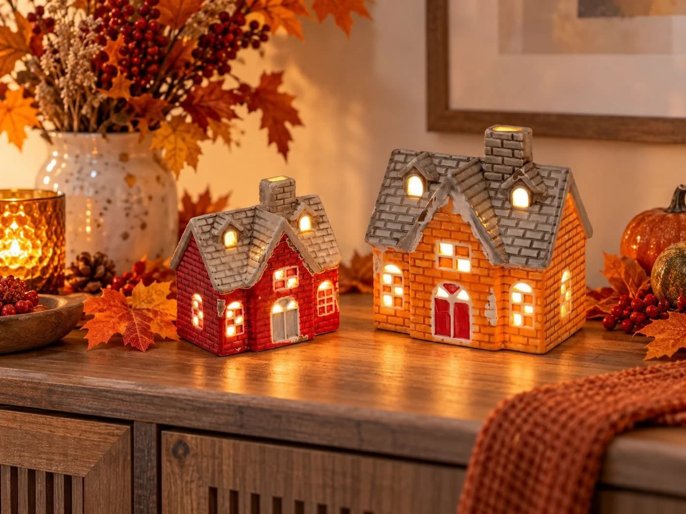 formano LED-Dekofigur Haus Rot/Orange mit Timer - Bild 2