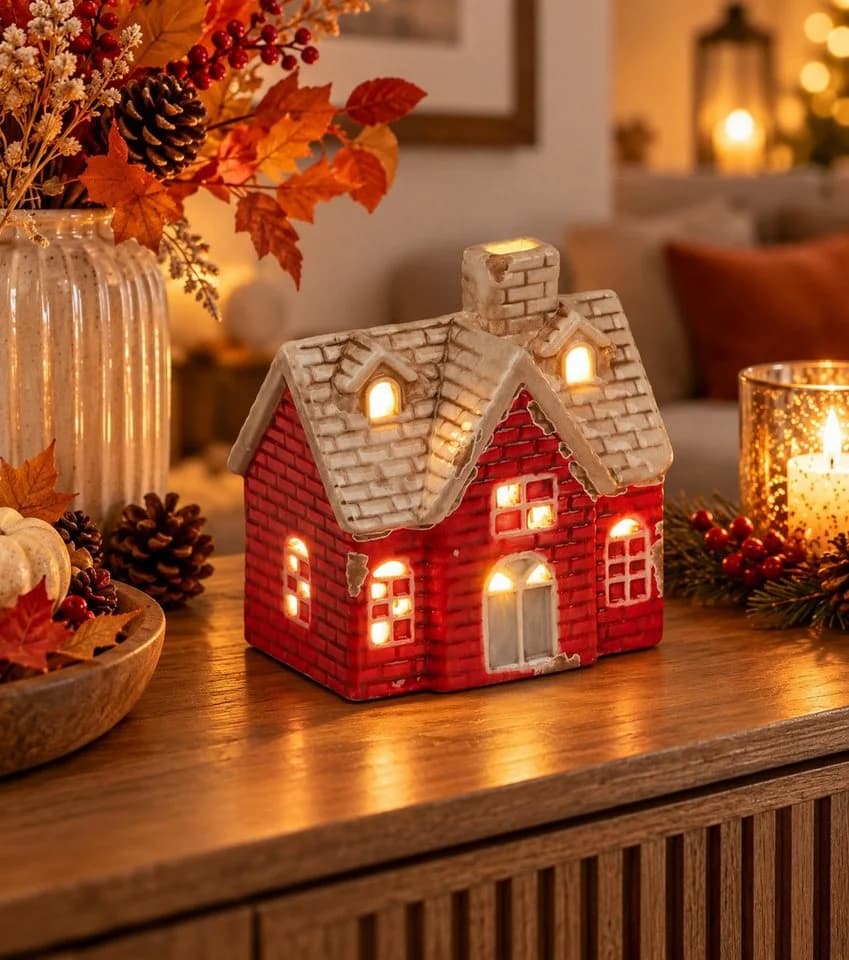 formano LED-Dekofigur Haus Rot/Orange mit Timer - Bild 3