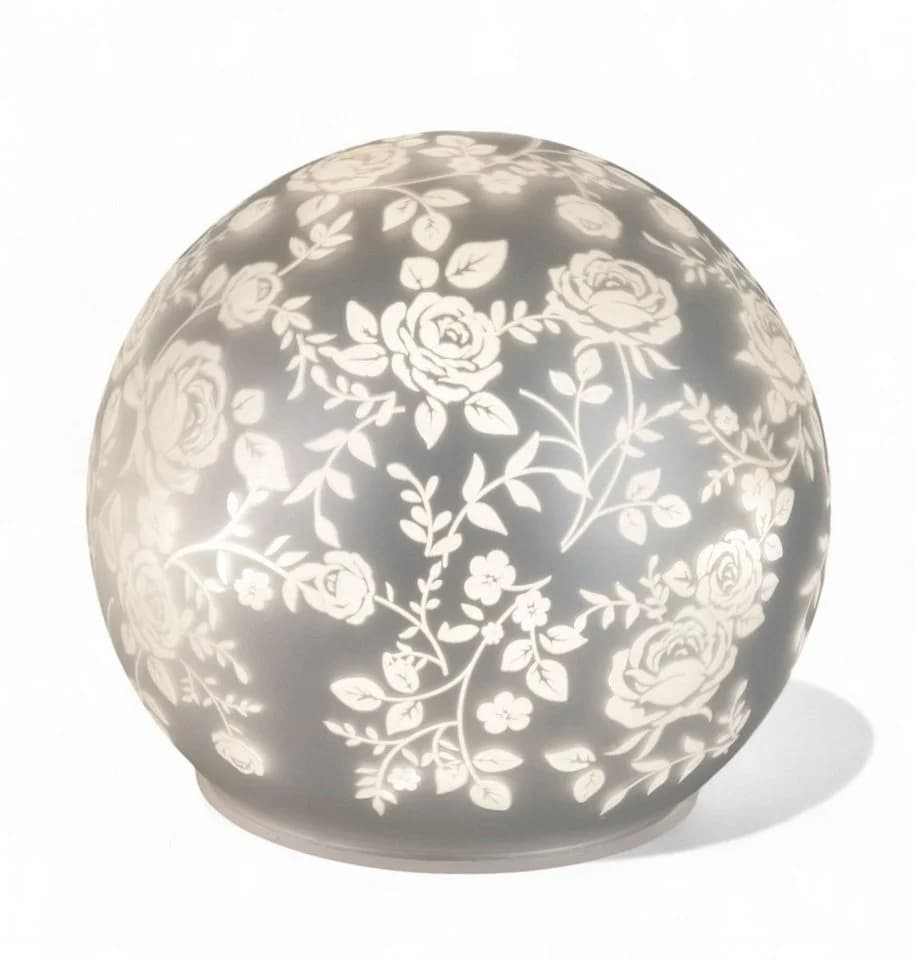 formano LED Glas-Kugel Silber Rosenmotiv 10cm mit Timer - Bild 2