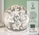 formano LED Glas-Kugel Silber Rosenmotiv 10cm mit Timer Bild 3