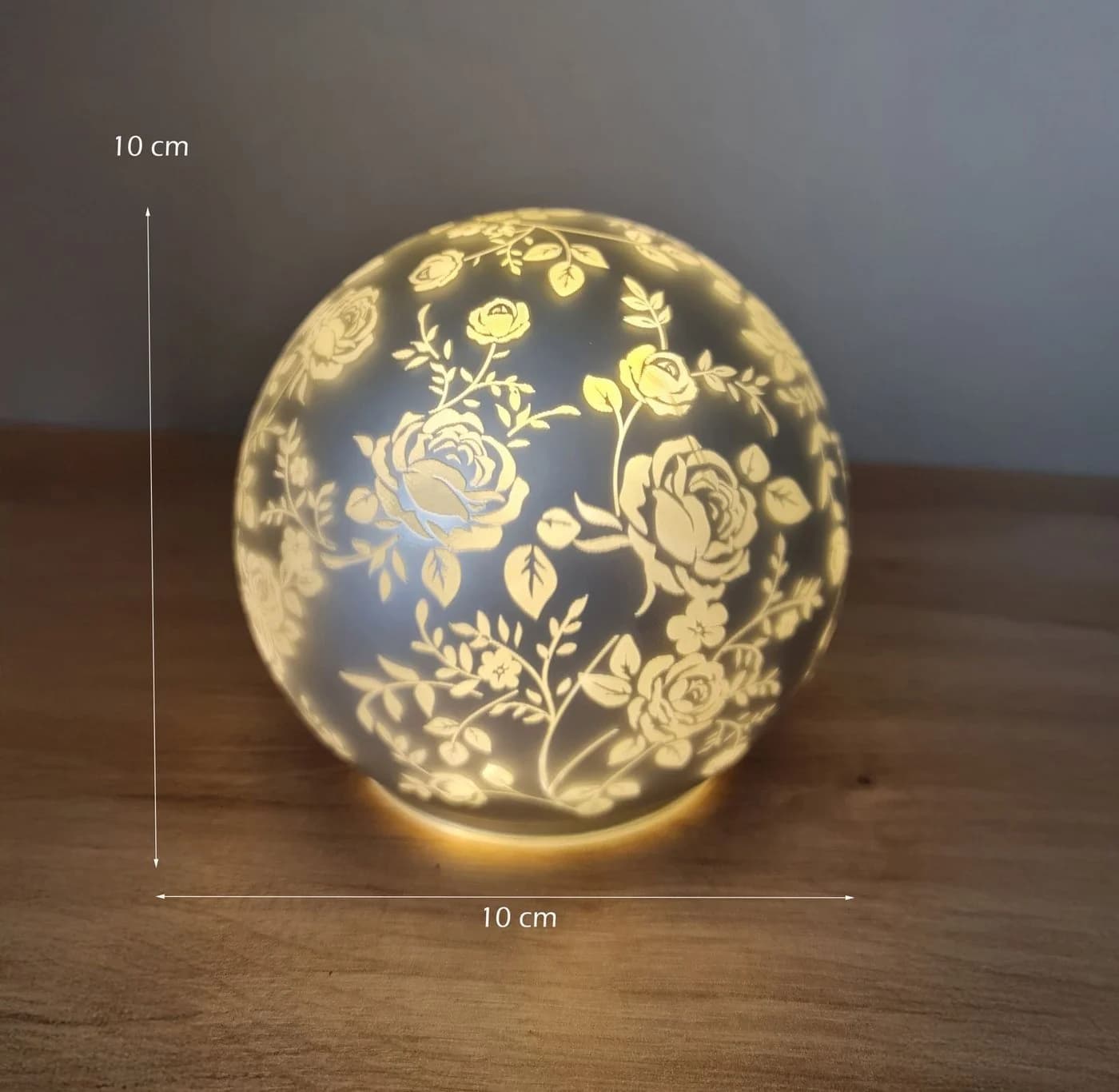 formano LED Glas-Kugel Silber Rosenmotiv 10cm mit Timer - Bild 5