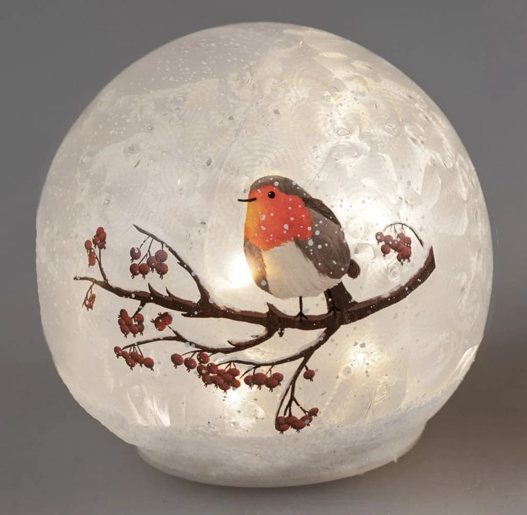formano LED Dekolicht Kugel Wintervogel mit Timer
