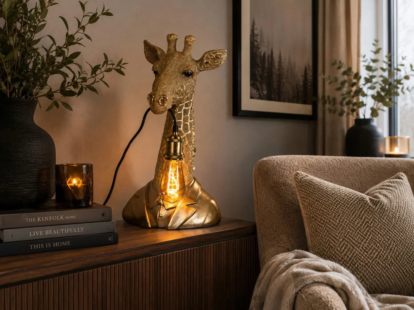 formano Tischleuchte Giraffe Dekoleuchte Gold Antiklook