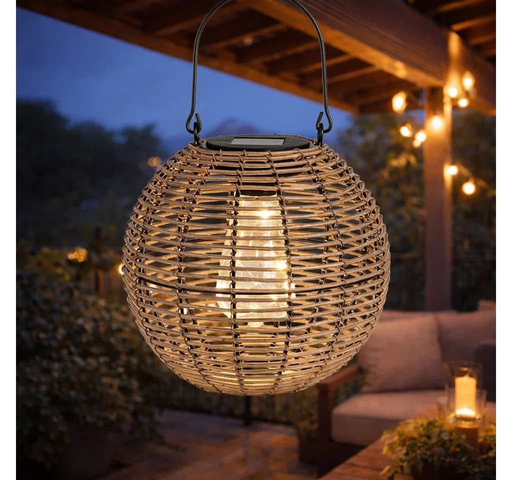 Formano Solarlaterne LED Garten Metall Rattan-Optik warmweiß IP44