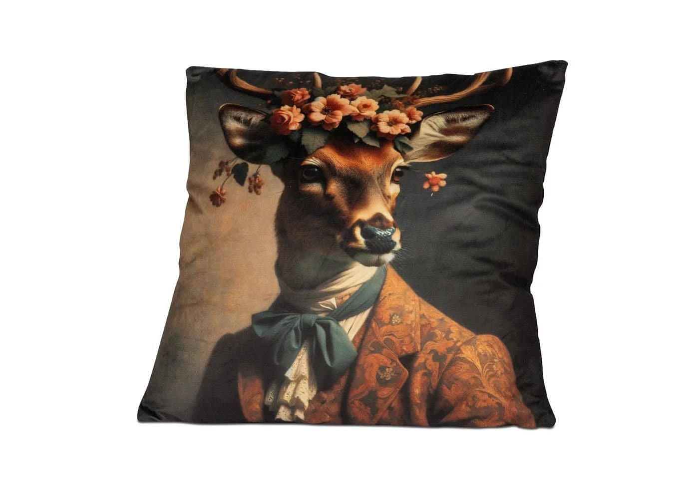 formano Samtkissen Hirsch Wild im Anzug mit Blumen 45x45cm - Bild 2