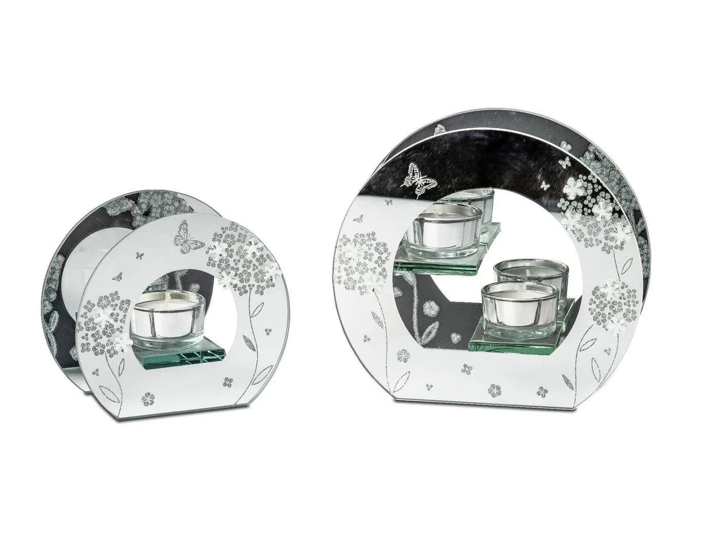 formano Teelichthalter Frühlingszeit Spiegelglas Silber Blumendekor