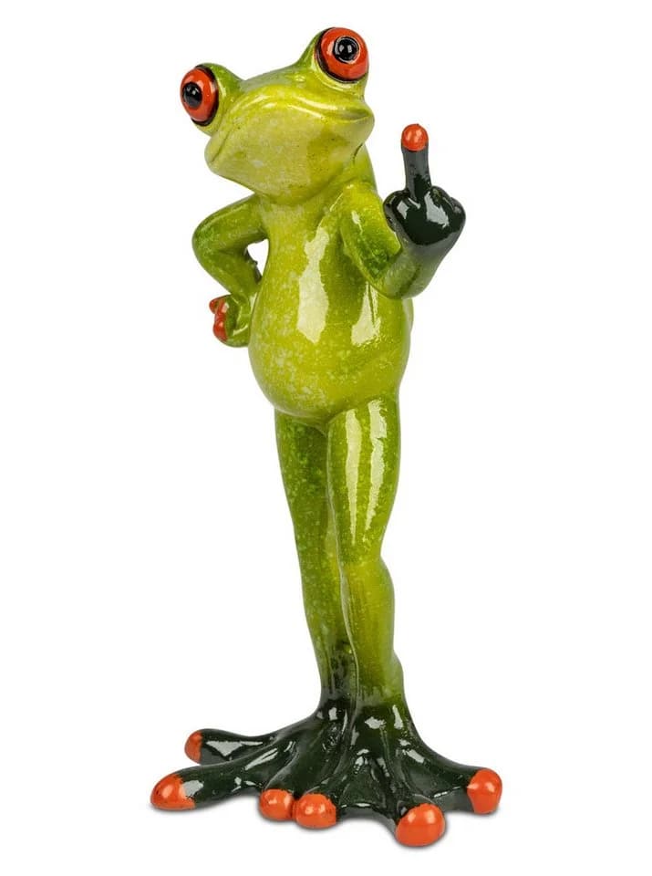 formano Dekofigur Frosch Stinkefinger 16cm Grün Kunststein