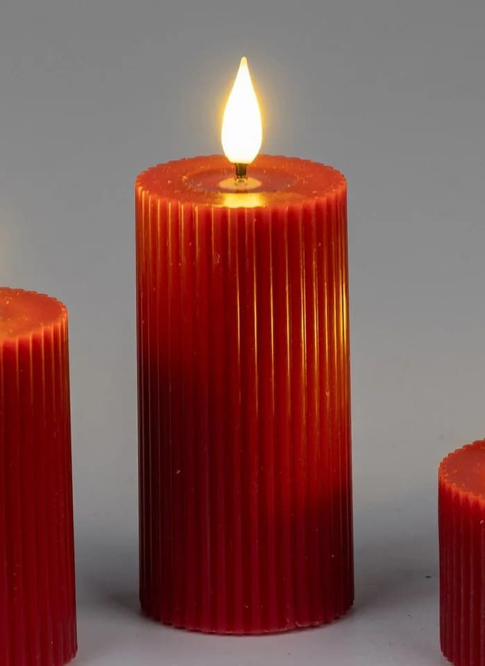formano LED-Kerze Streifen Rot mit Rillenrelief - Bild 2