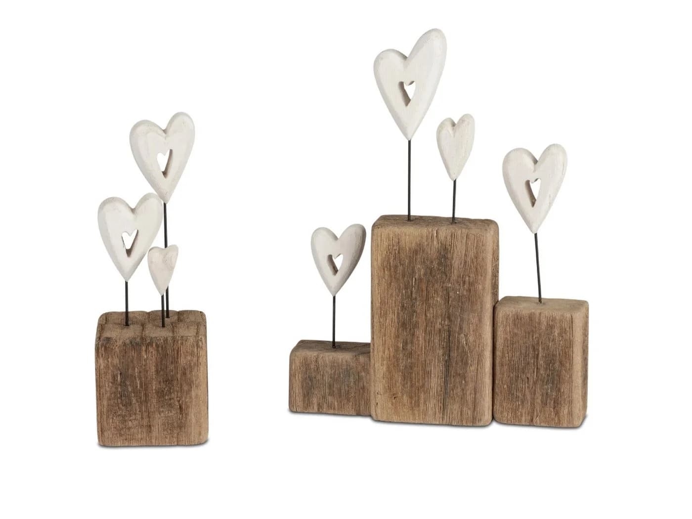 formano Dekofigur Braun Herzen Holz