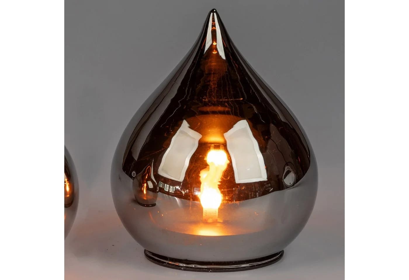 formano Tischleuchte Flamme LED mit Timerfunktion Silber/Transparent