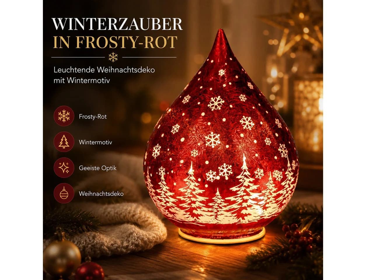formano LED Deko-Tropfen Weihnachten 21 cm Frosty-Rot mit Timer