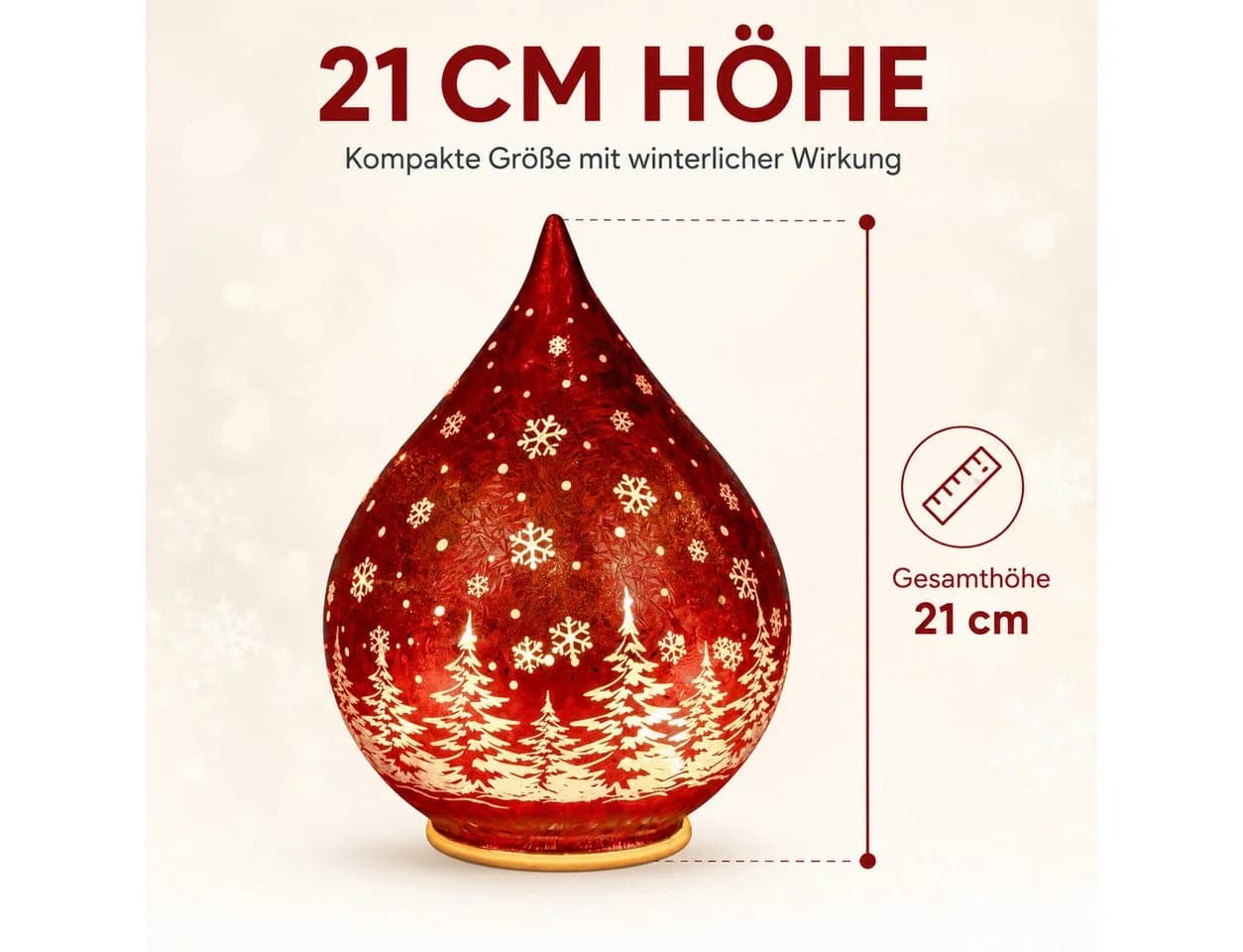 formano LED Deko-Tropfen Weihnachten 21 cm Frosty-Rot mit Timer - Bild 4