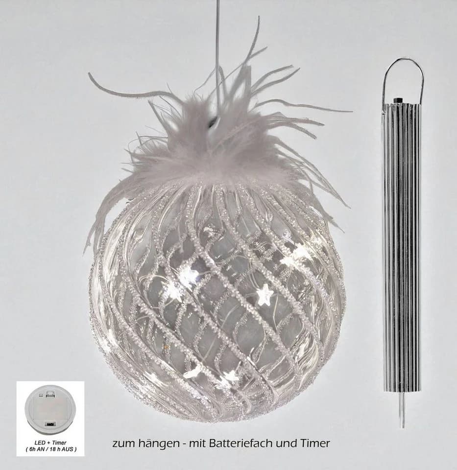 formano LED Weihnachtskugel 12cm mit Timer Glaskugel - Bild 3