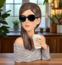 formano Deko-Büste Dame mit Sonnenbrille und Kaffeebecher Frauenfigur 28cm Bild 4