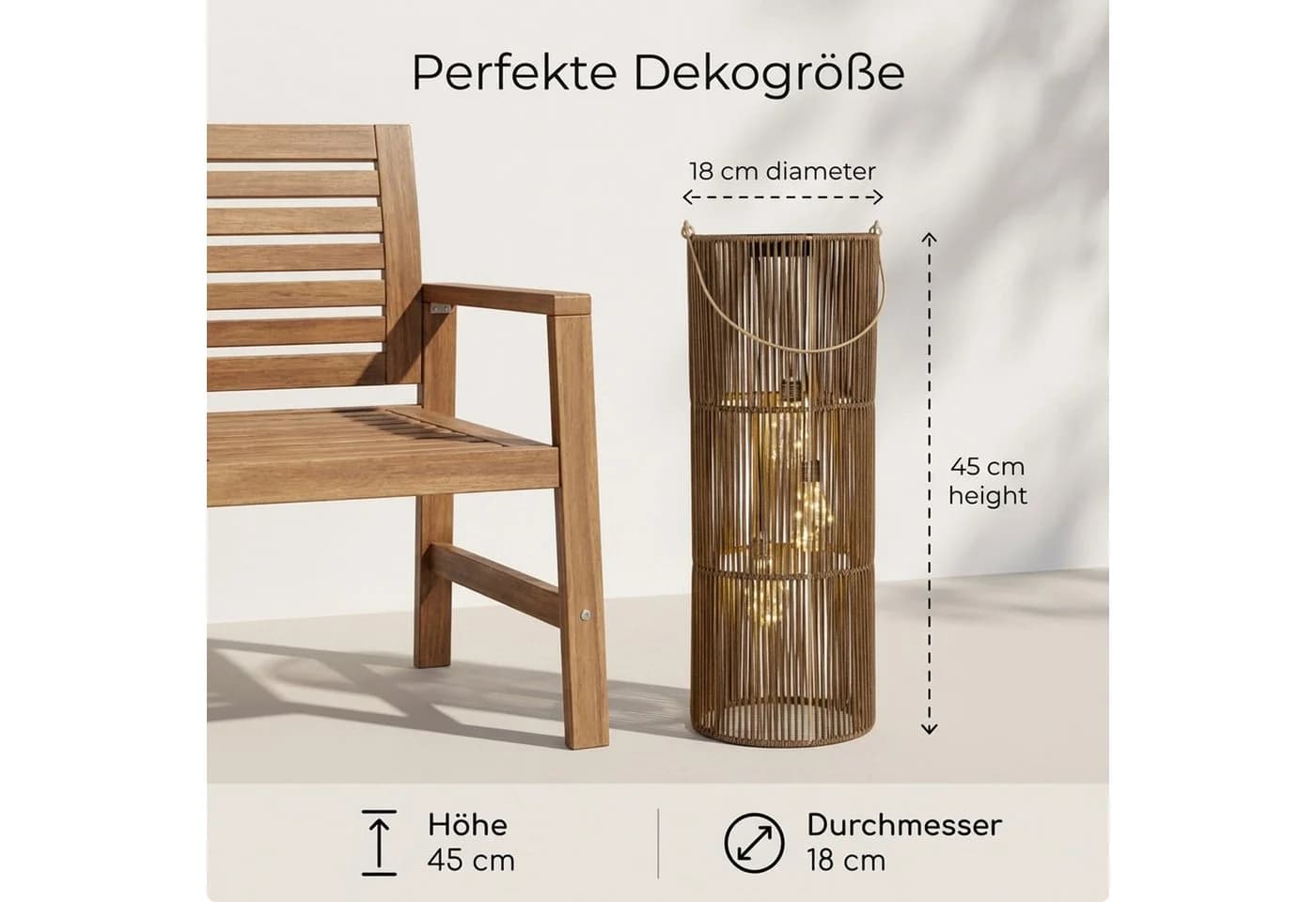 formano LED Laterne Solarlaterne Außen Garten Rattan Look 45cm - Bild 5