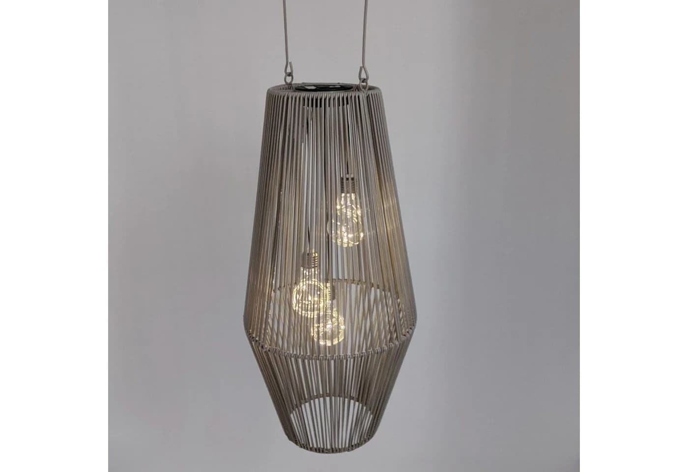 formano LED Tischleuchte Rattan-Optik Grau Solarbetrieben