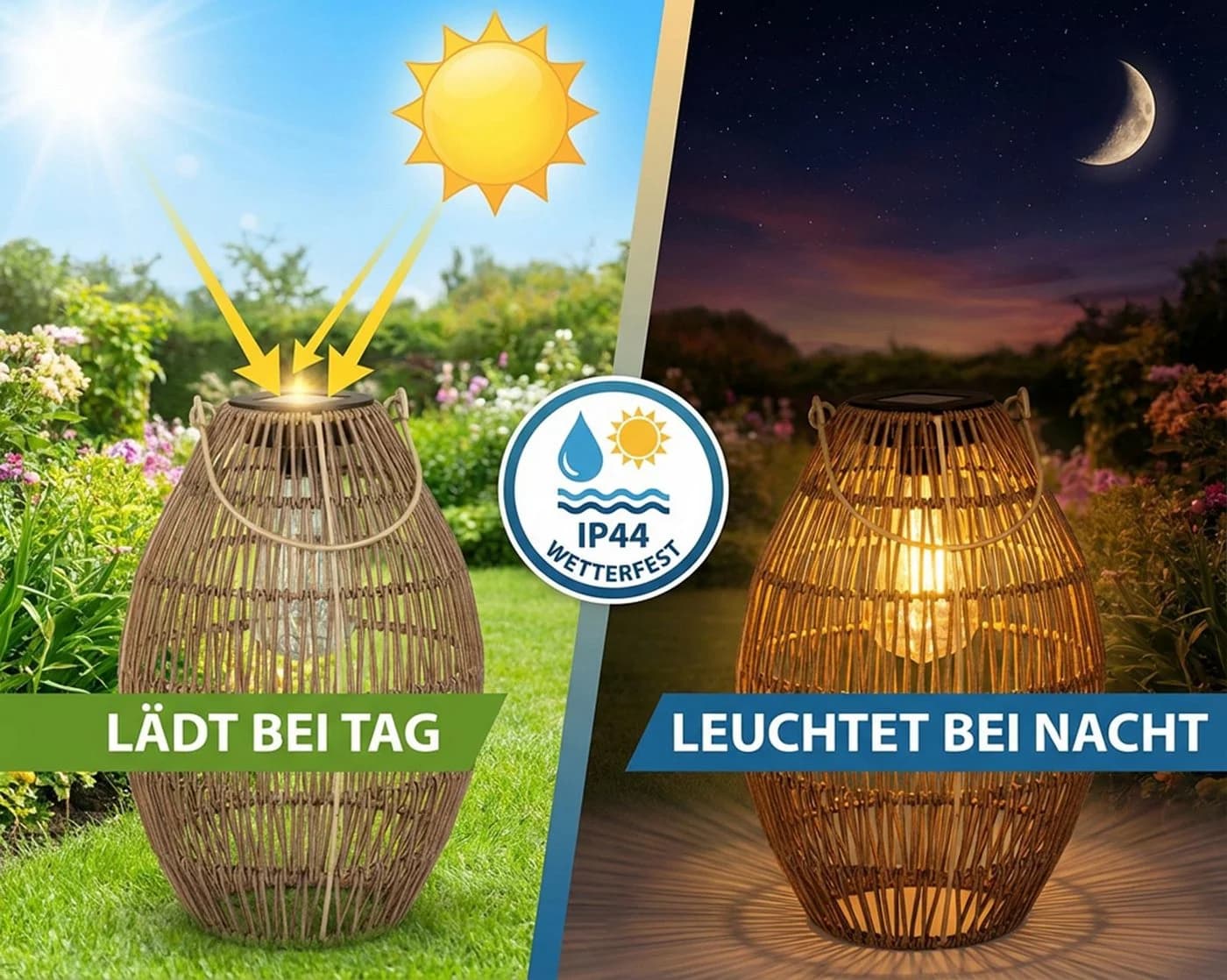 formano LED Laterne Solarlaterne Außen Balkon Metall Flechtoptik IP44 - Bild 3
