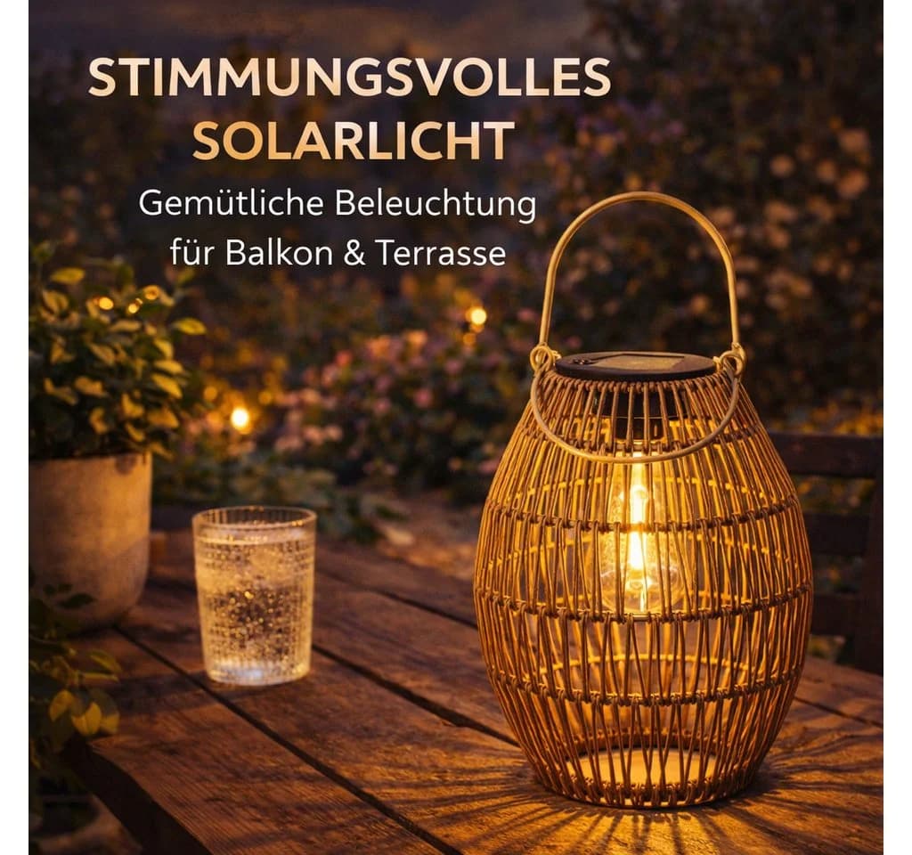 formano Solarlaterne Außen Metall Flechtoptik Braun LED Solarbetrieb - Bild 4